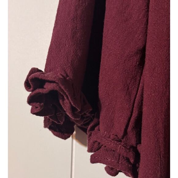 Impressions by Love Stitch Mini Dress Womens 2X Burgundy Ruffle Boho Cottagecore - Picture 5 of 11